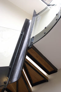 patinated steel staircase