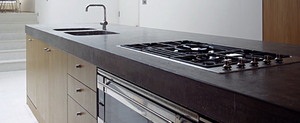 Cast concrete kitchen worktop for private client